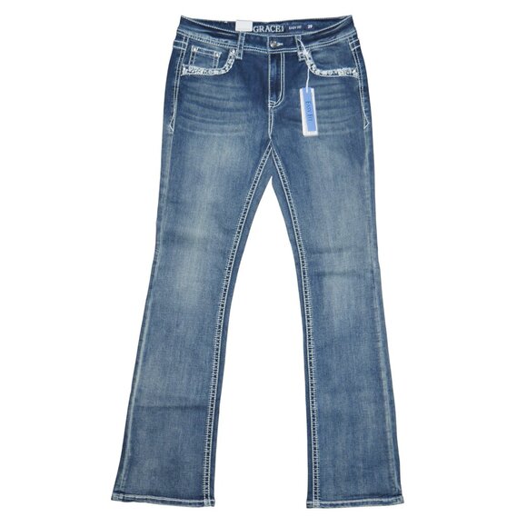 Grace In LA Womens Bootcut Jeans Size 29 x 34 Sequin Western Embroidered NWT - Picture 5 of 12